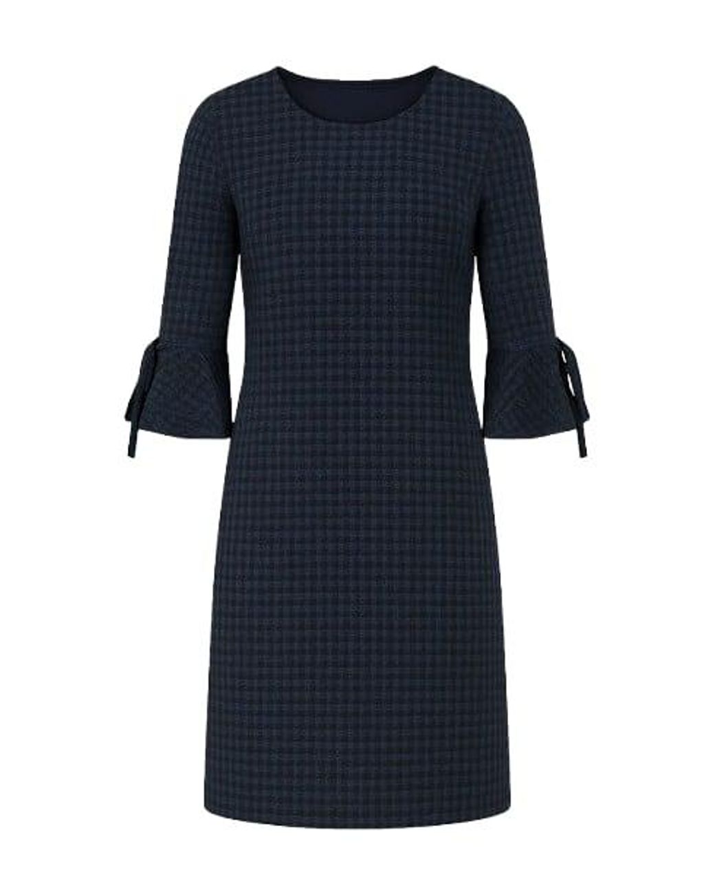 Conquista Blue Bell Sleeve Straight Check Dress