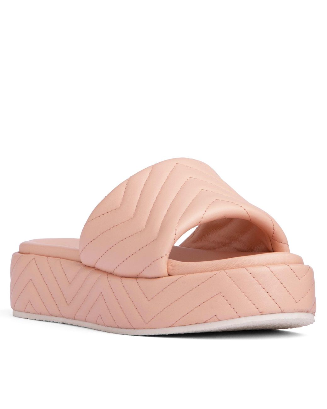 Beautiisoles by Robyn Shreiber Made in Italy Pink Neutrals Deedee Baby Comfortable Wedge Platform Sandal For Work & Beach Or Pool Leather Slide