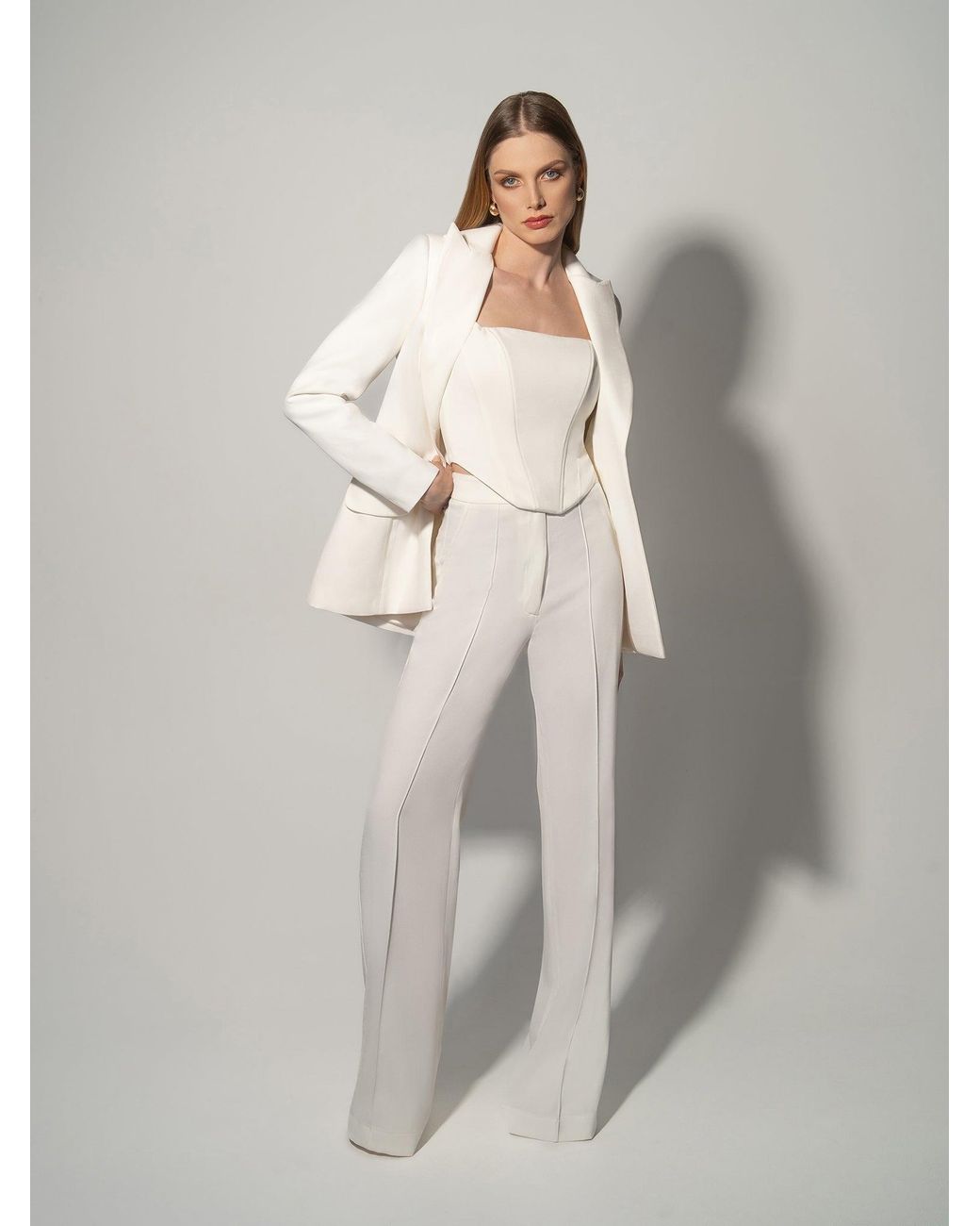 Tia Dorraine White Classic Chic Tailored Suit