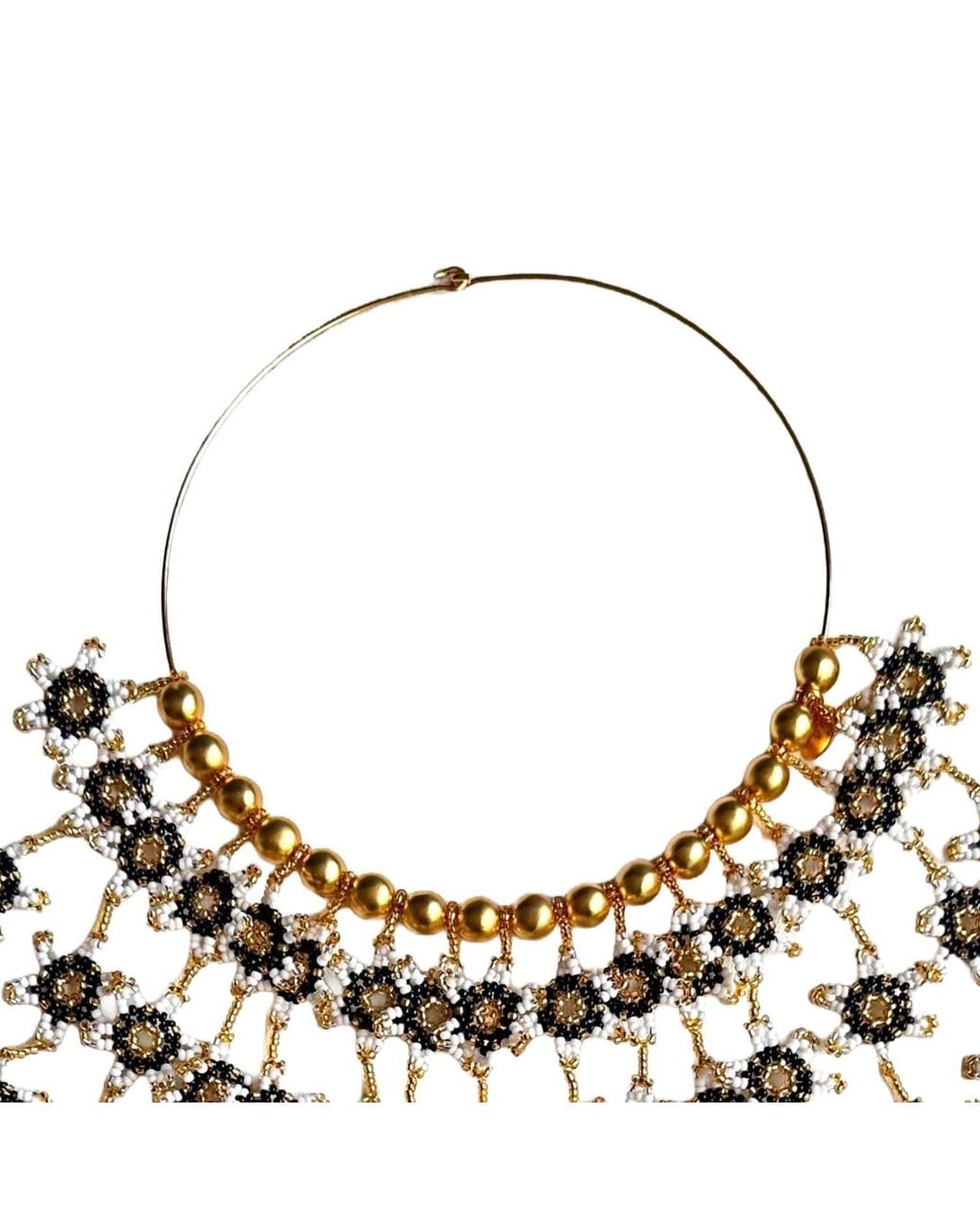 Iliana Arrazola Black Waterfall Blossom Necklaces, And, Glass Beads, Beaded Jewelry