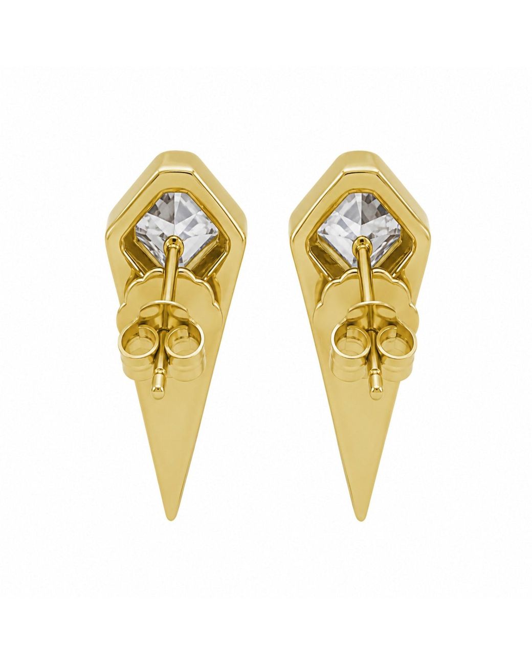 Artisan Multicolor 14K Asscher Cut Diamond Geometric Stud Earrings
