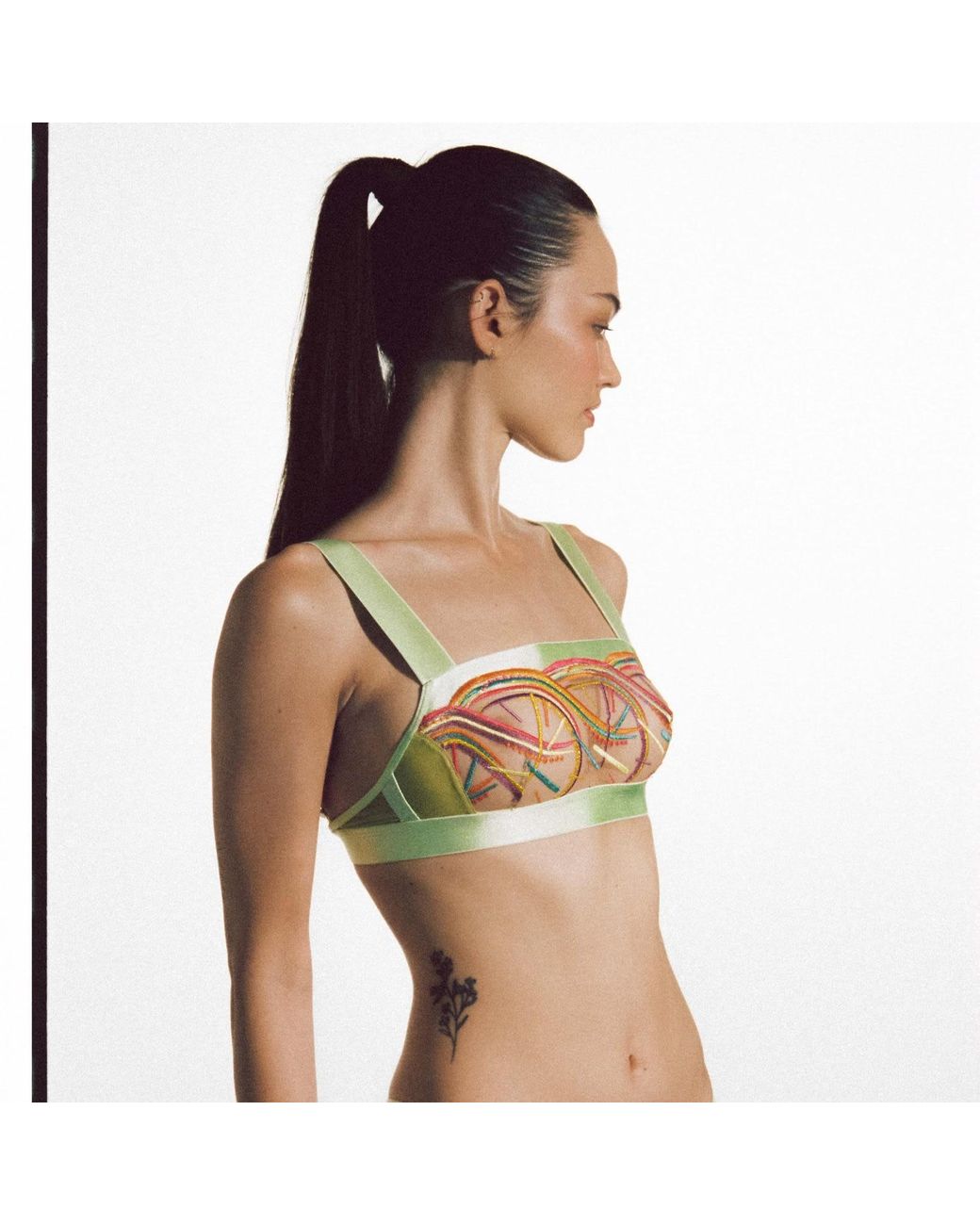 Somewhere Never Green Disco Deco Square Neck Bralette