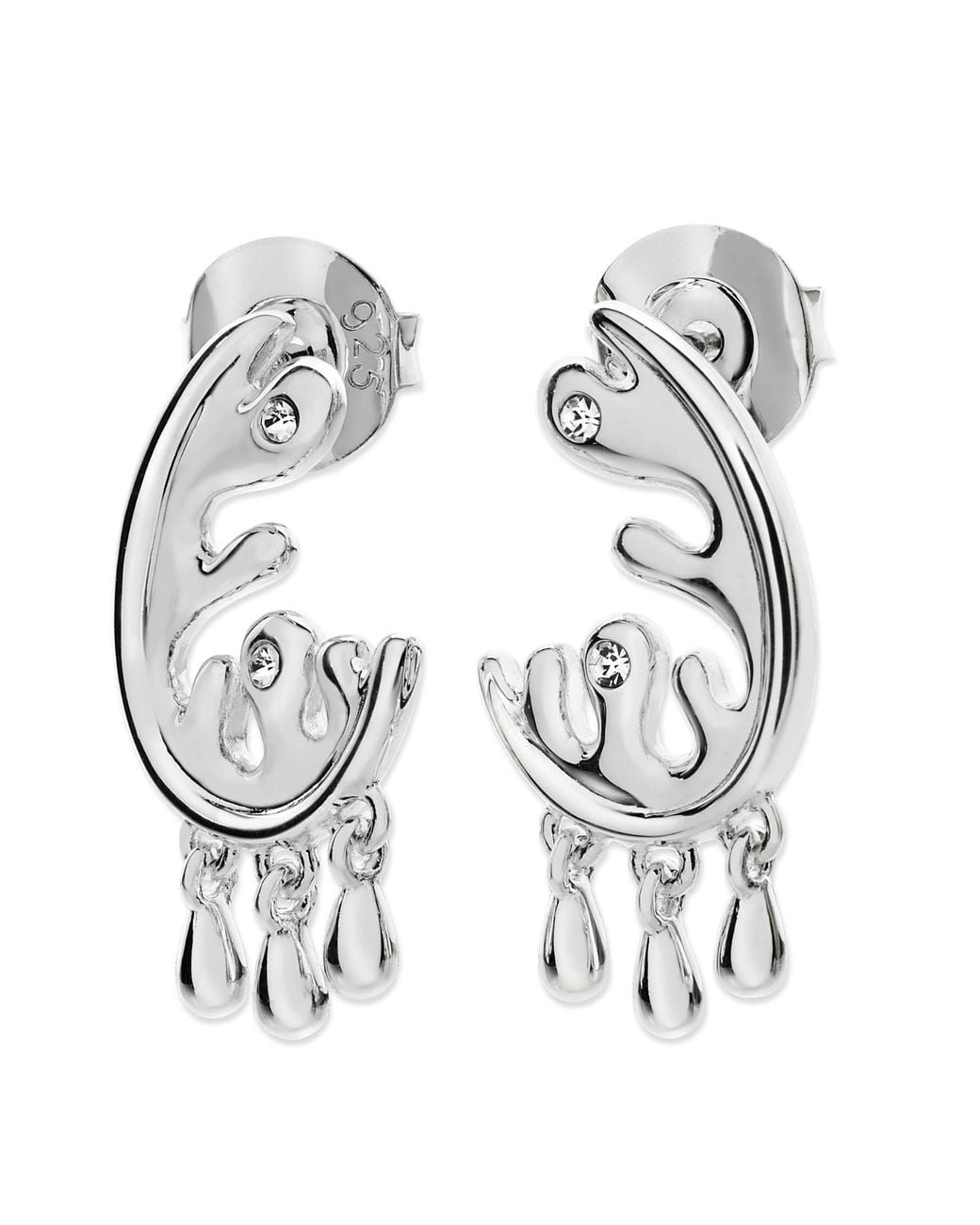 Lucy Quartermaine Metallic Wave Studs With Drips Earrings