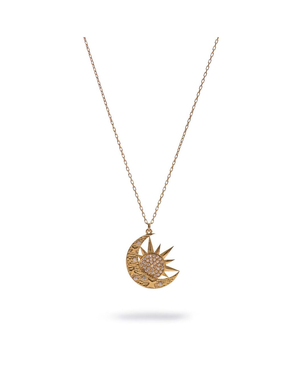 Ebru Jewelry Metallic Celestial Sun & Moon Diamond Necklace
