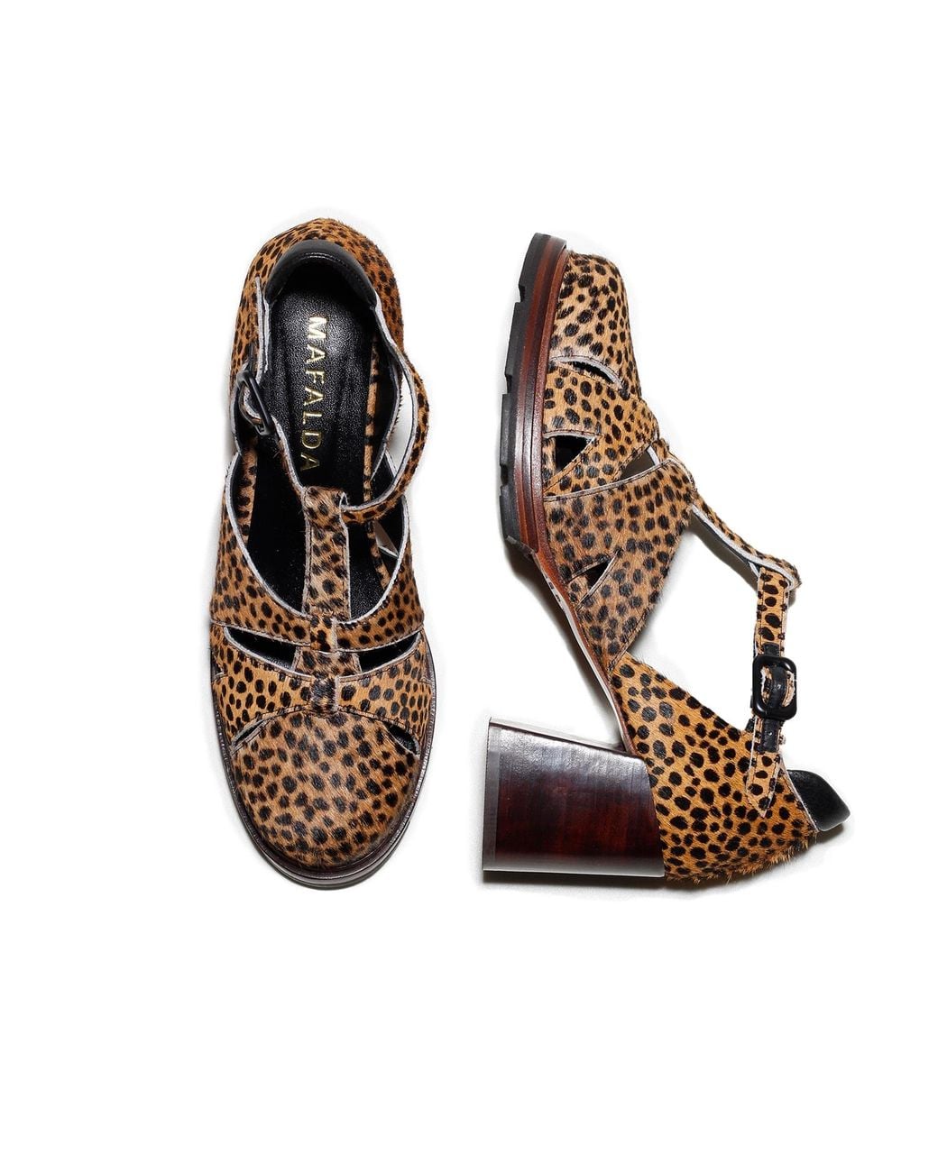 Mafalda Brown Maite Animal Print Heeled Sandals