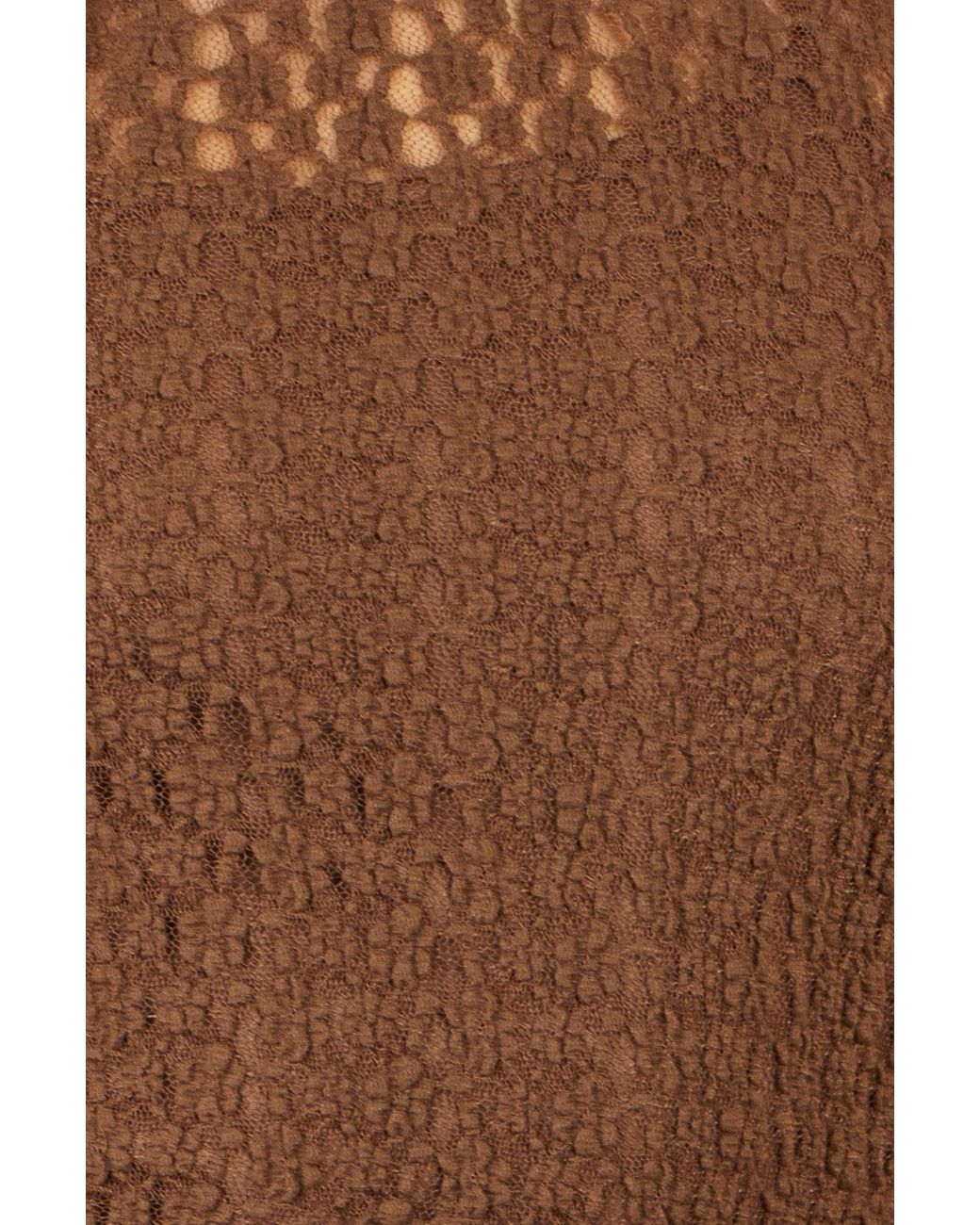 Yumi' Brown High Neck Lace Midi Dress