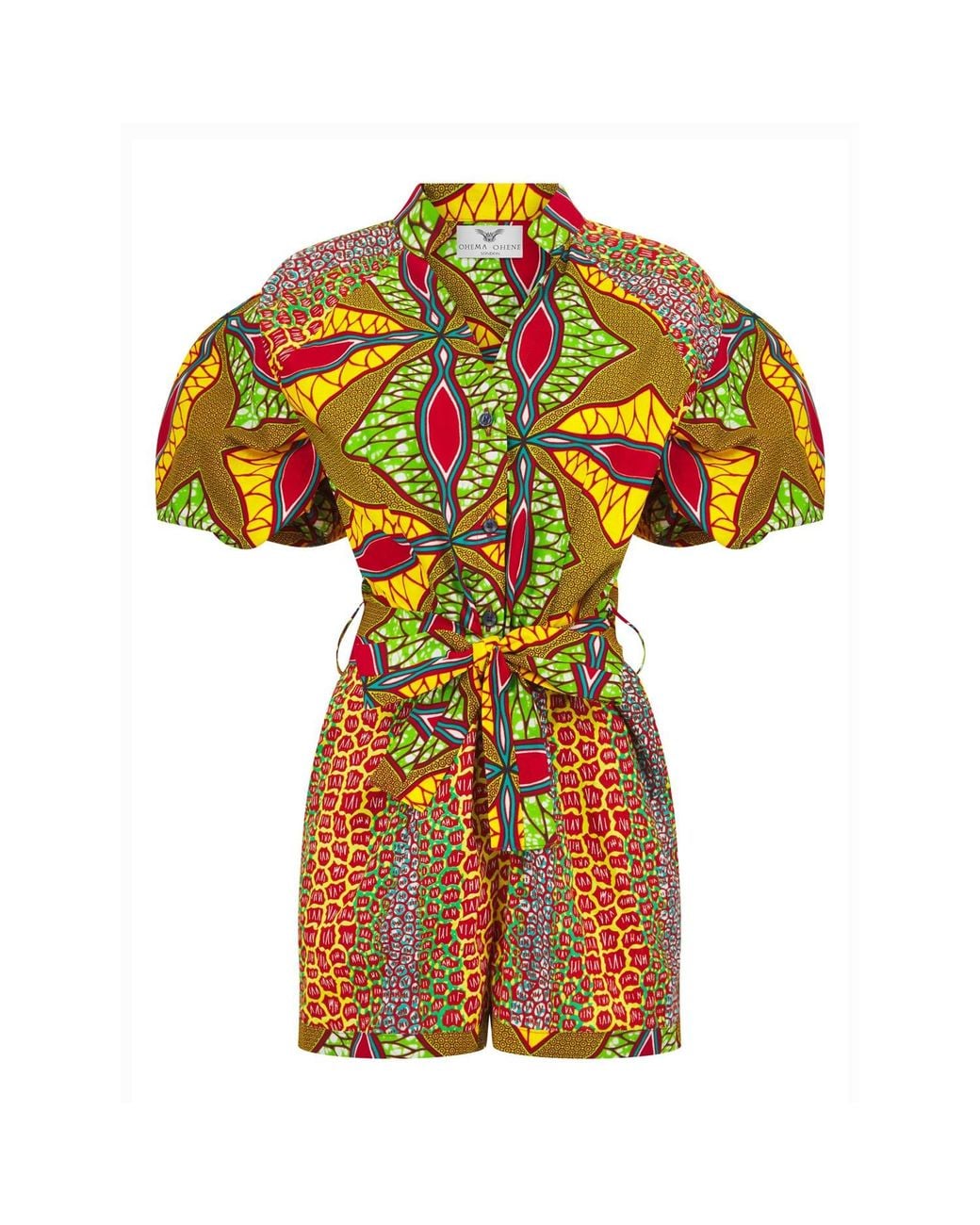 Ohema Ohene Multicolor Ella Print Clash Playsuit