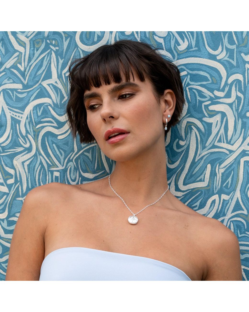 Dower & Hall Blue Hammered Opal Array Hoops