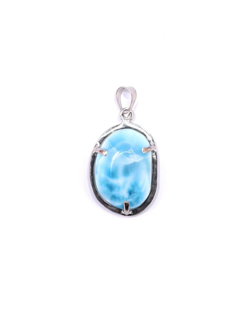 Mineralgems•Studio Blue Larimar Pendant With Sterling Chain