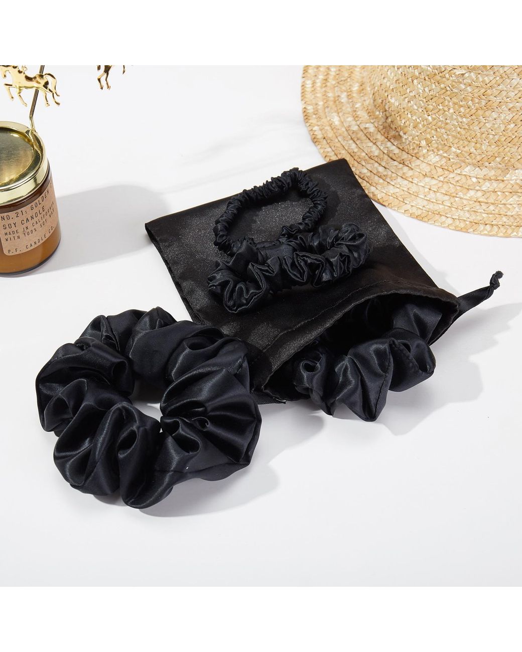 Soft Strokes Silk Blue Pure Mulberry Silk Regular Scrunchie Set Of Five