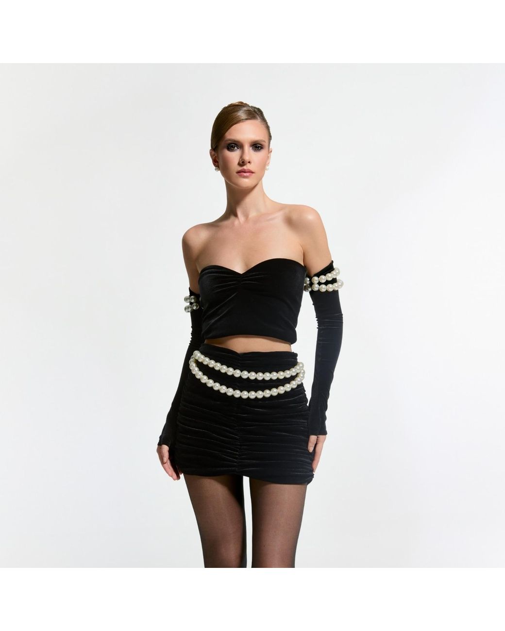 Nur Karaata Black Dover Velvet Co-Ord Set