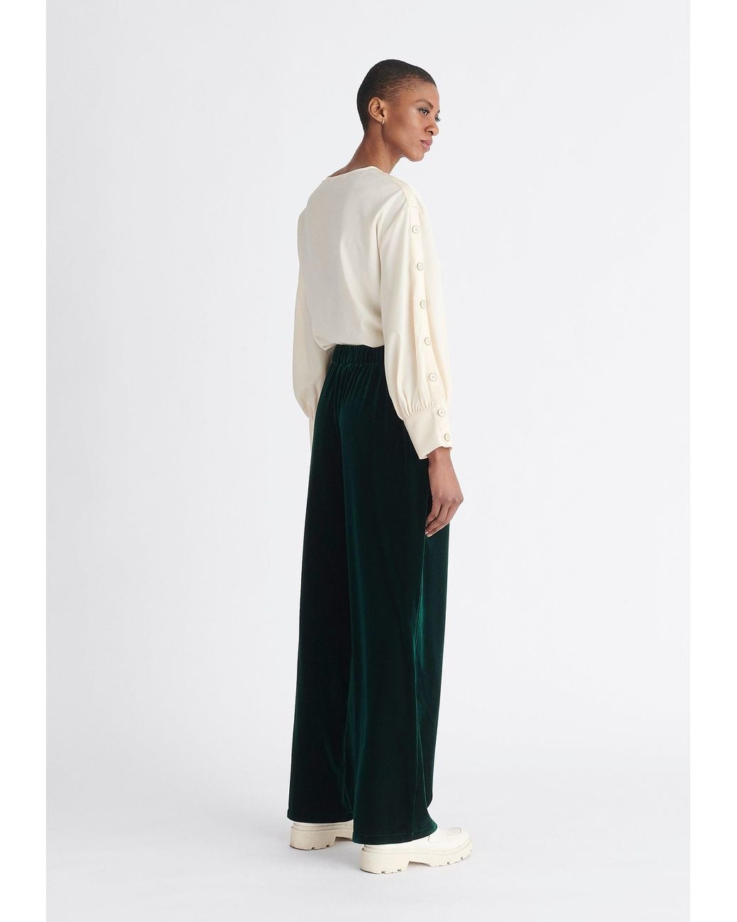 Paisie White Neutrals Button Sleeve Blouse