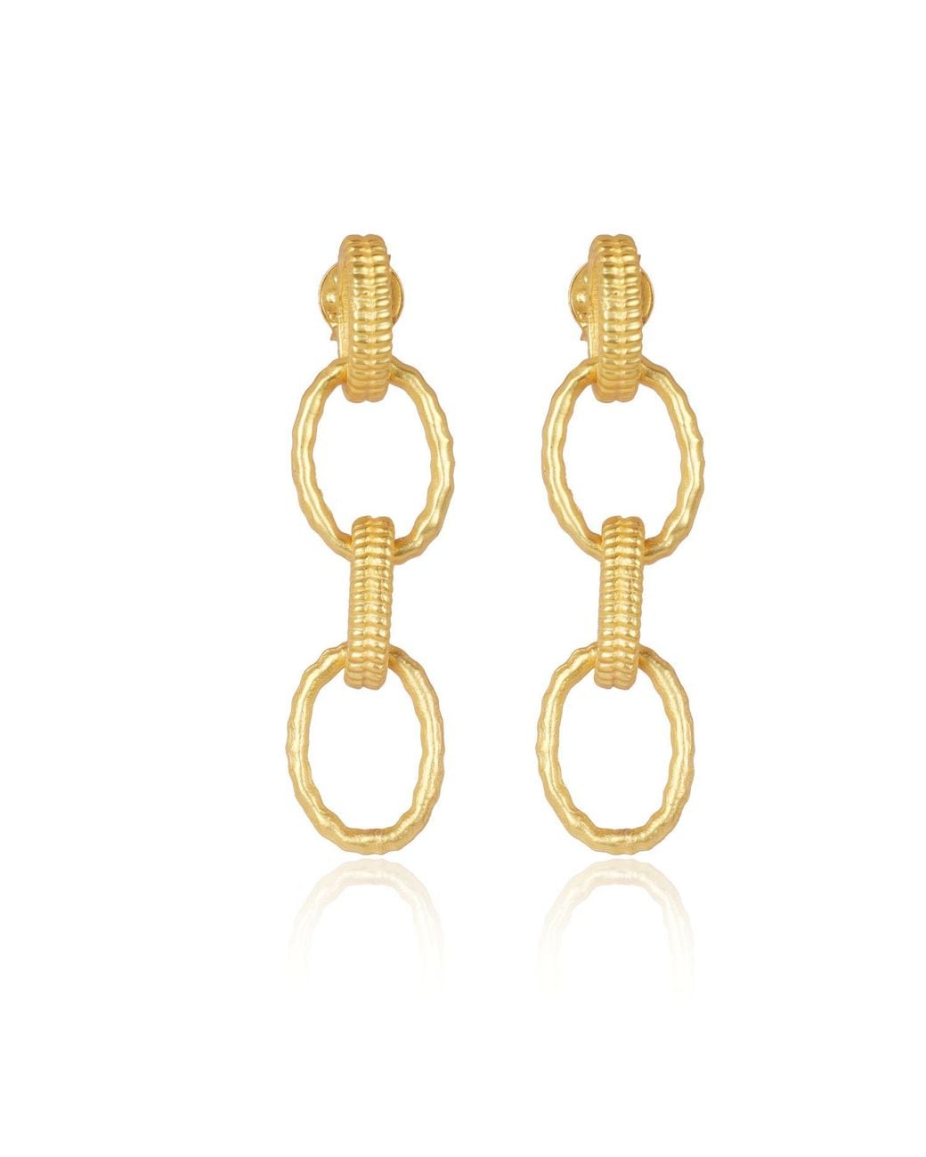 Lila Rasa Metallic Oval Hammered Link Earrings