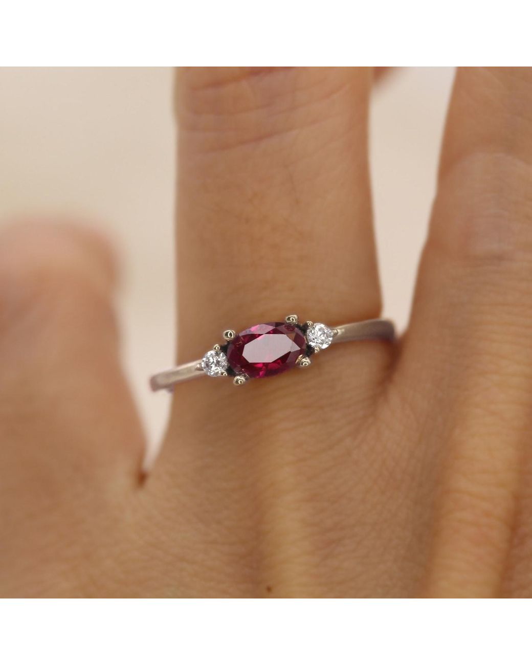 VicStoneNYC Fine Jewelry White Natural Oval Ruby And Diamond Ring
