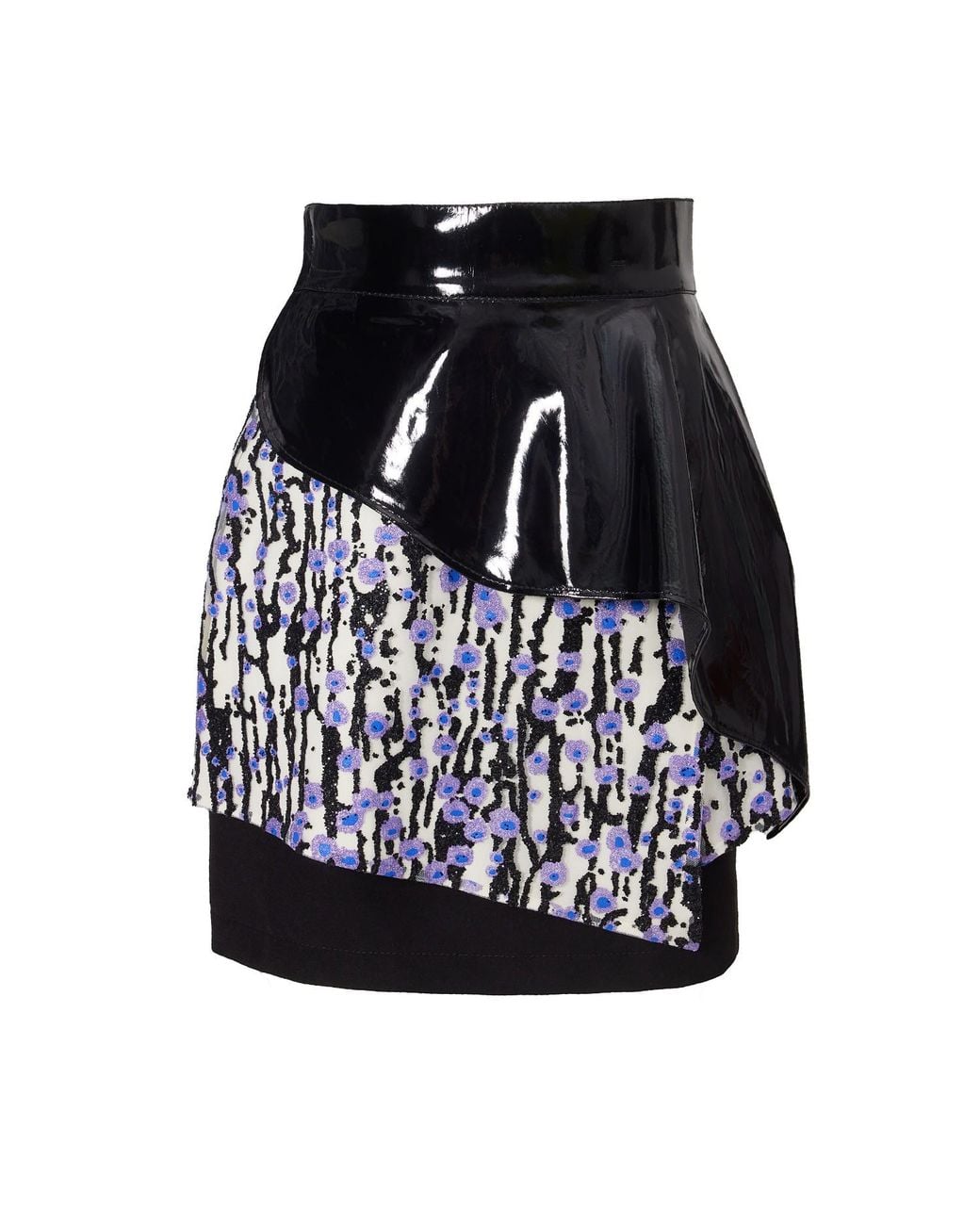 Julia Allert Black High-Waisted Multi-Layered Mini Skirt With Patent Belt Liliac