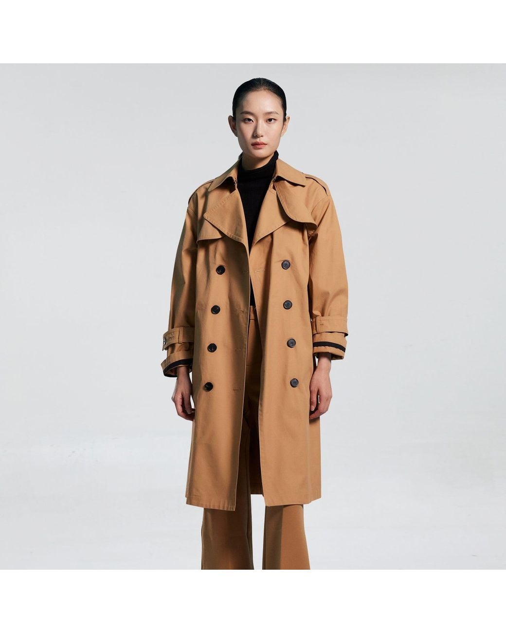 Smart and Joy Natural Trench With Contrasting Belt