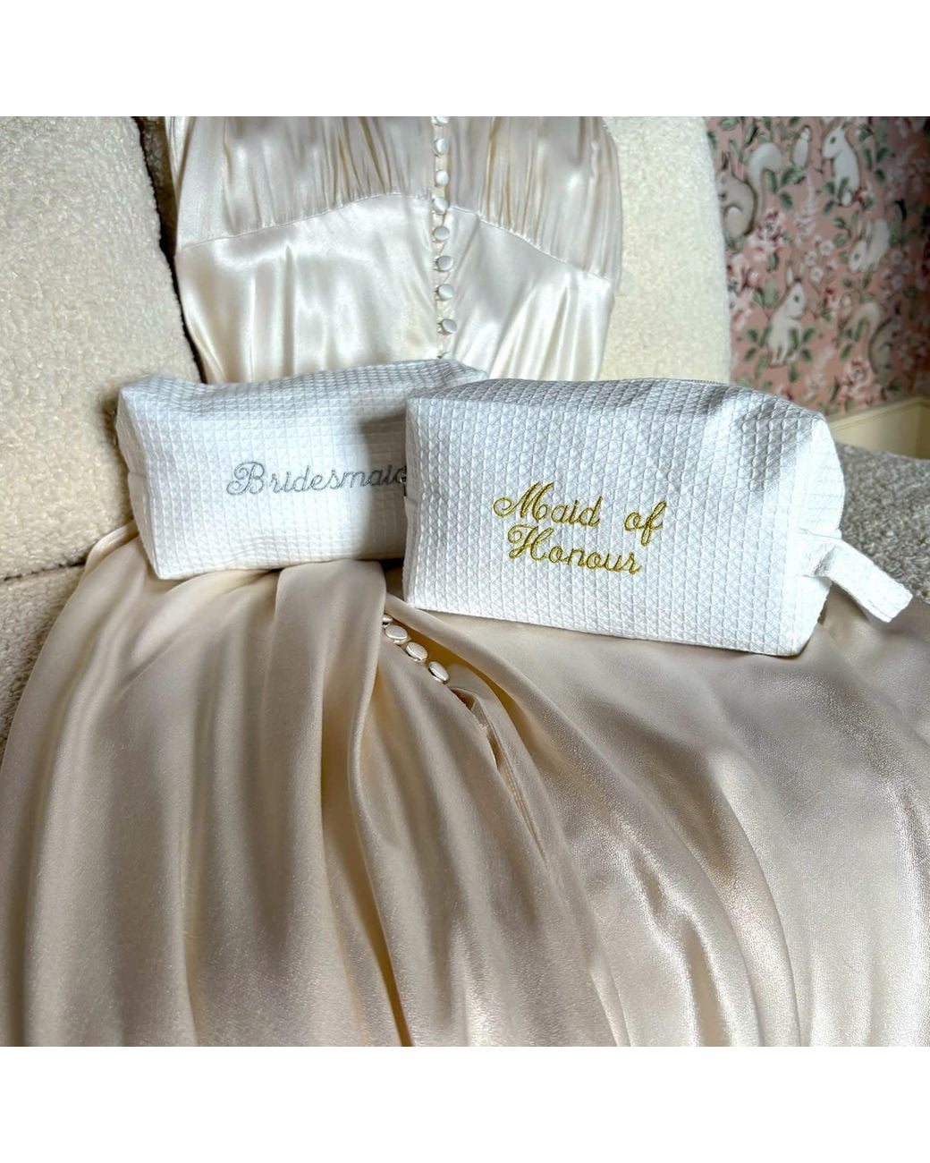 Lilly Loves White Embroidered Bridesmaid Makeup Bag