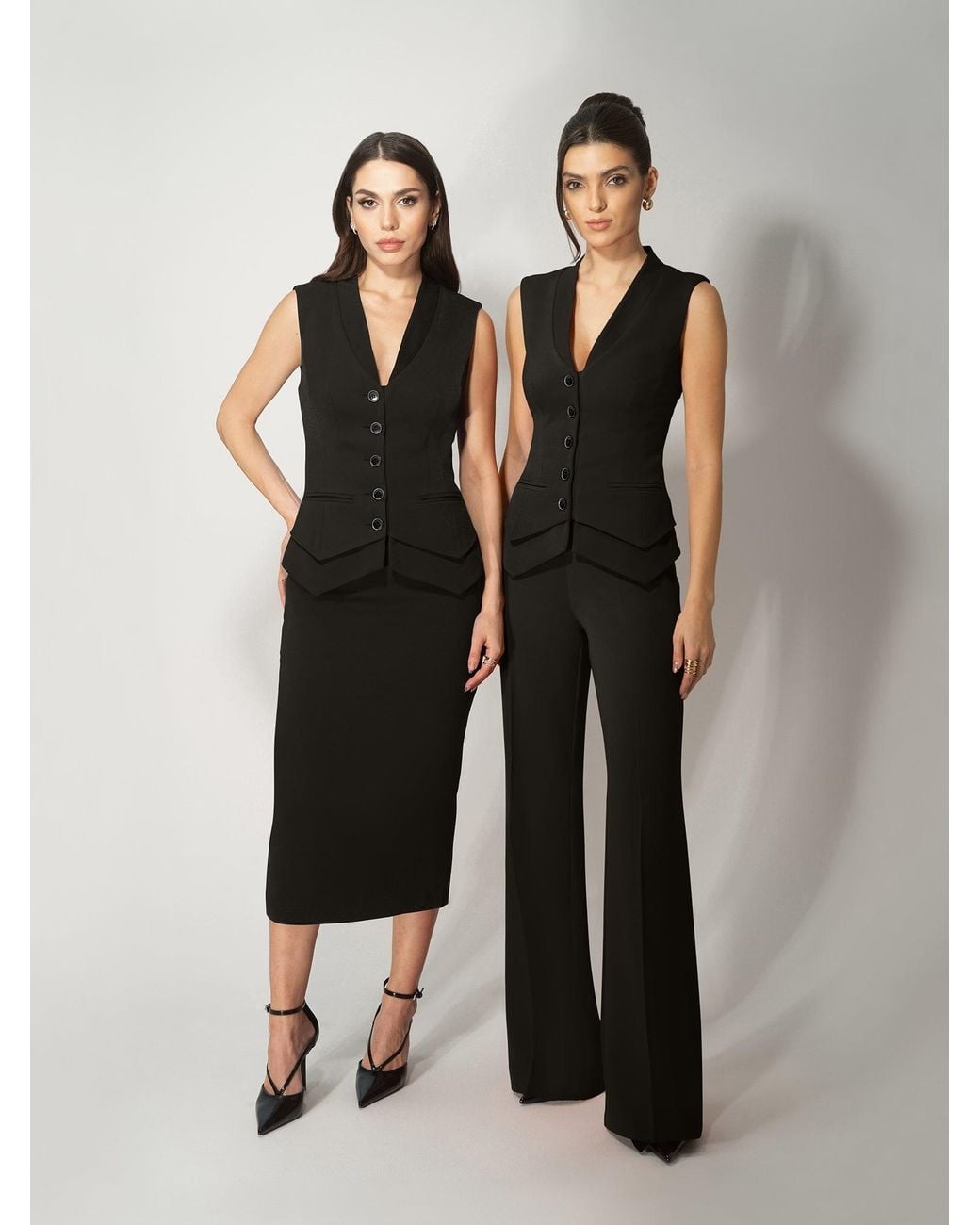 Tia Dorraine Black Fitted Waistcoat & Trousers Set