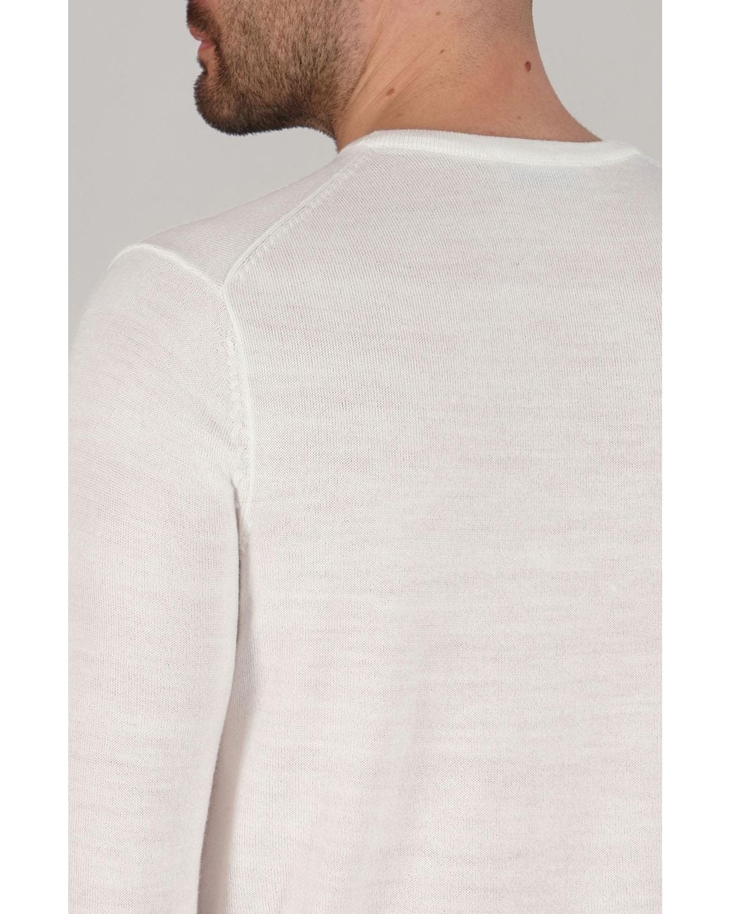 Paul James Knitwear Gray Extra Fine Merino Wool Callington Crew Neck Jumper for men