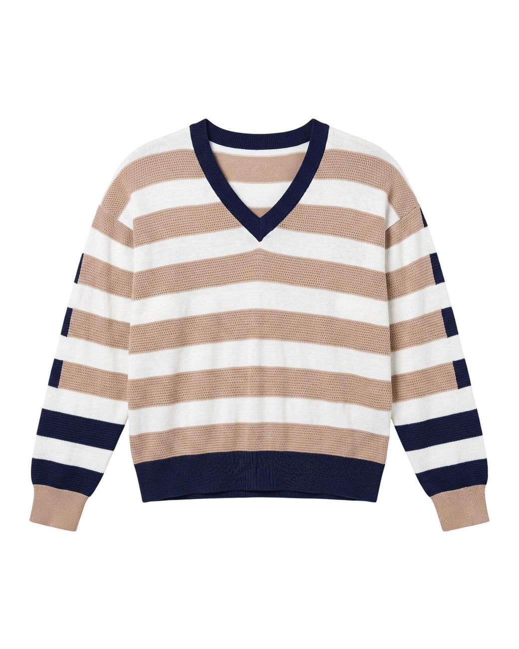Brodie Cashmere Blue Mesh Stripe V