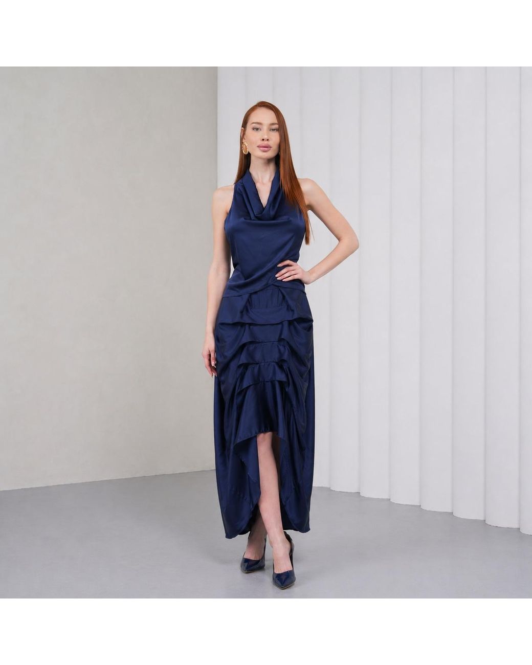 Lumina Eligma Blue The Vanguard Skirt Silk