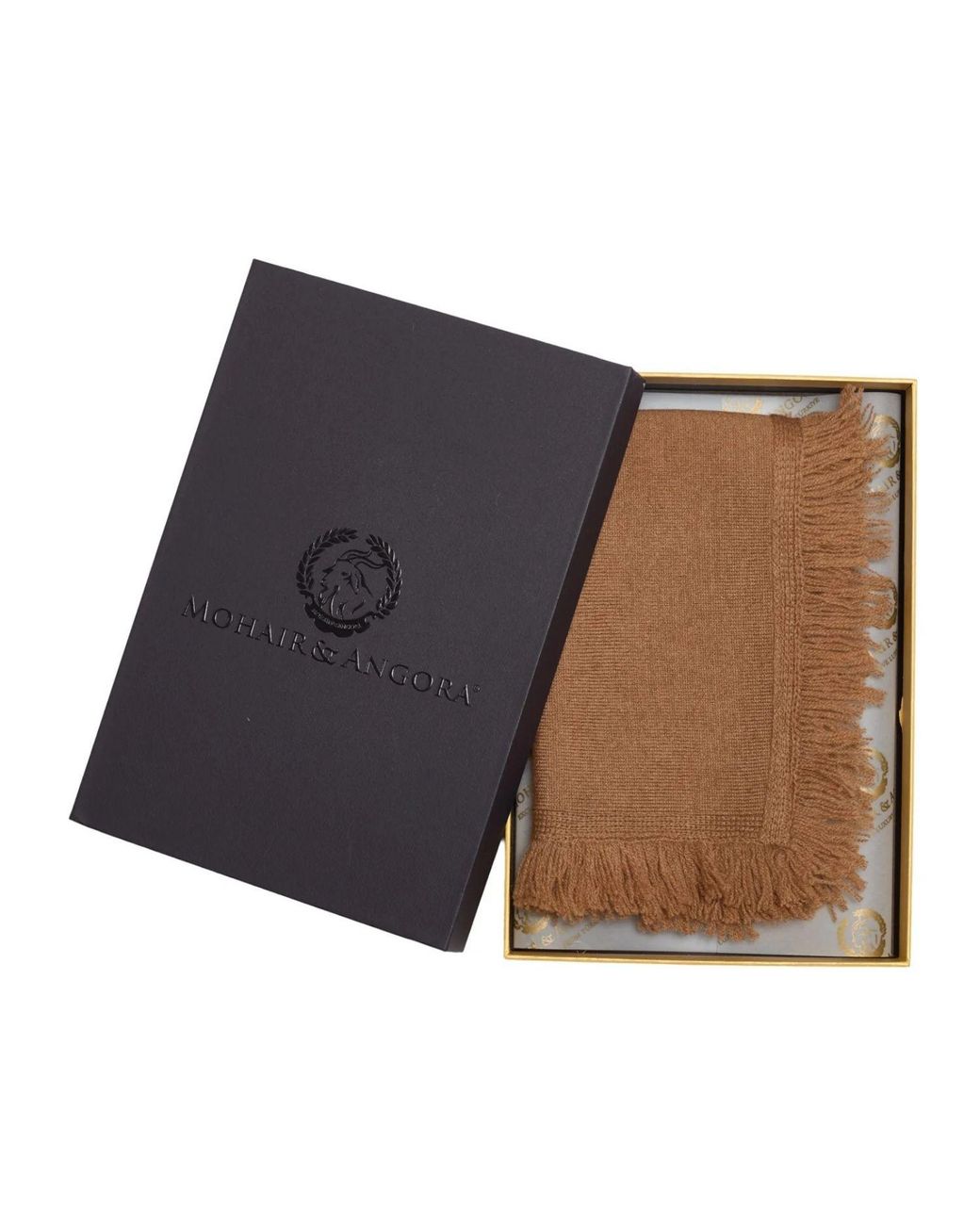 Mohair&Angora Brown Wool Foulard Caria Camel