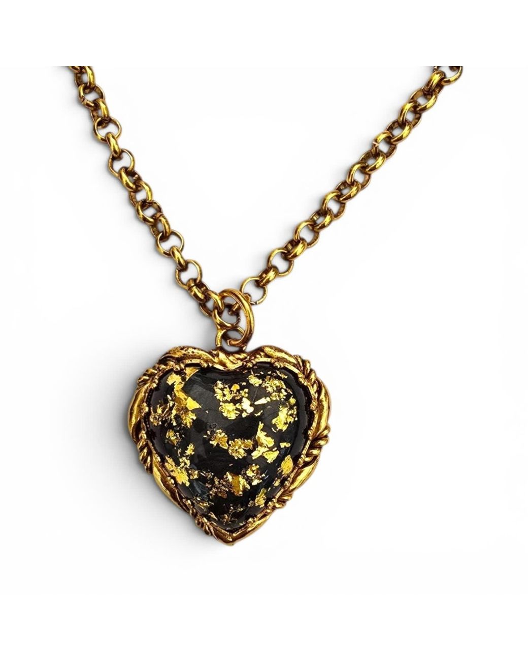 Vstyle Metallic Sacred Heart Enamel Necklacce
