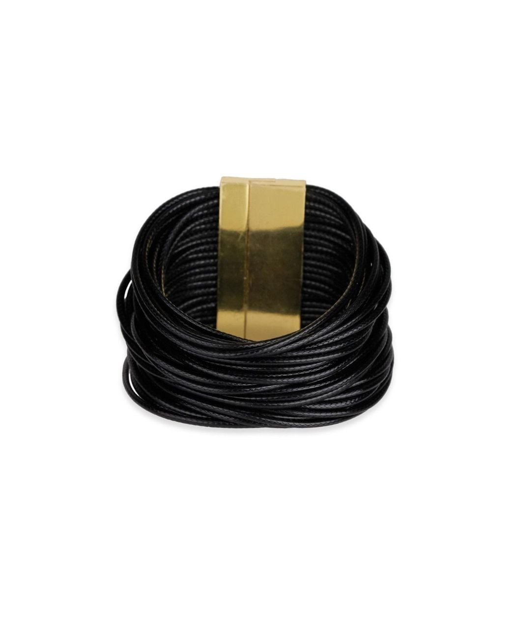 Saachi Black Metallic Multi Strand Leather Cord Bracelet