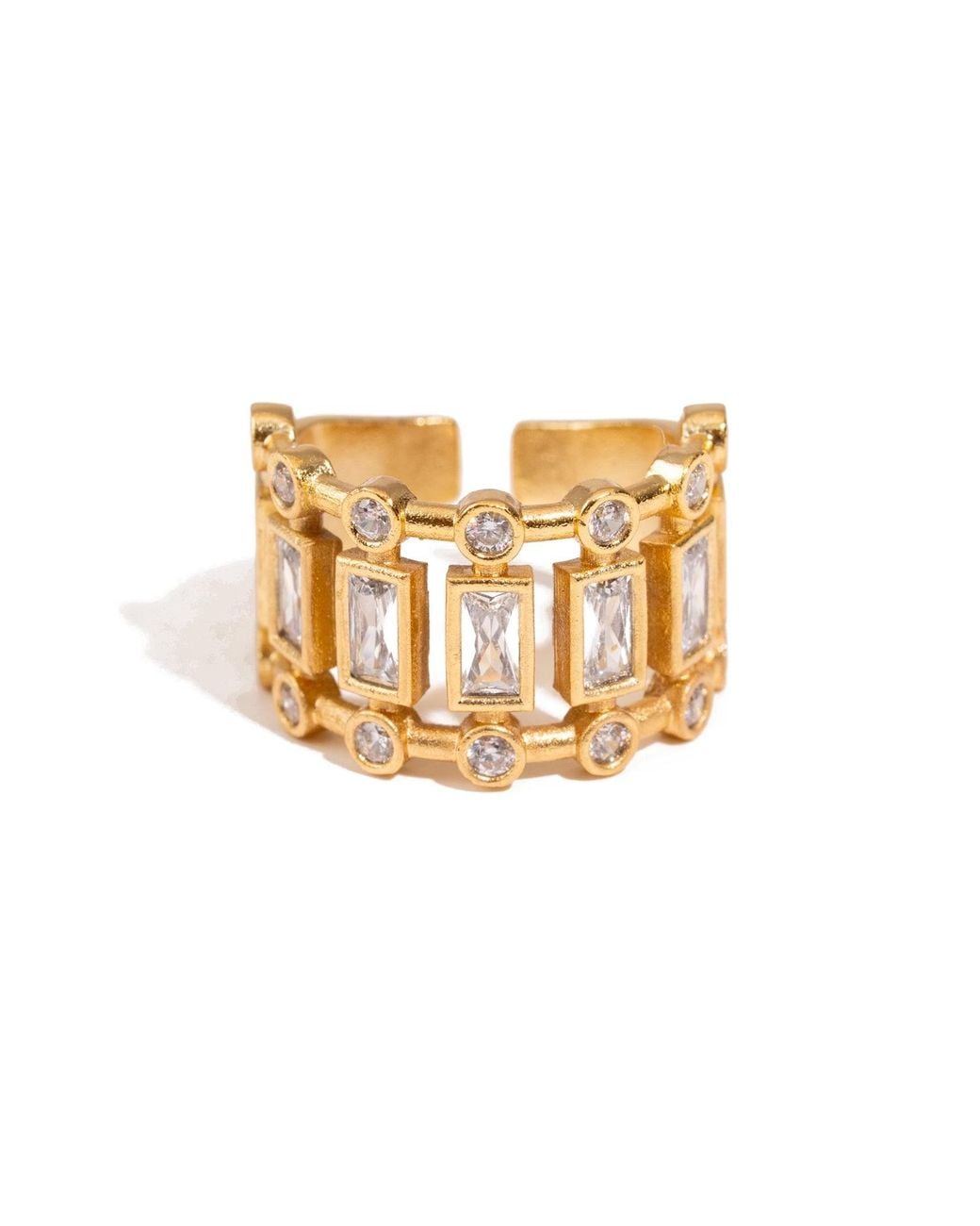 Ebru Jewelry Metallic Radiant Majesty Diamond Adjustable Cuff Ring
