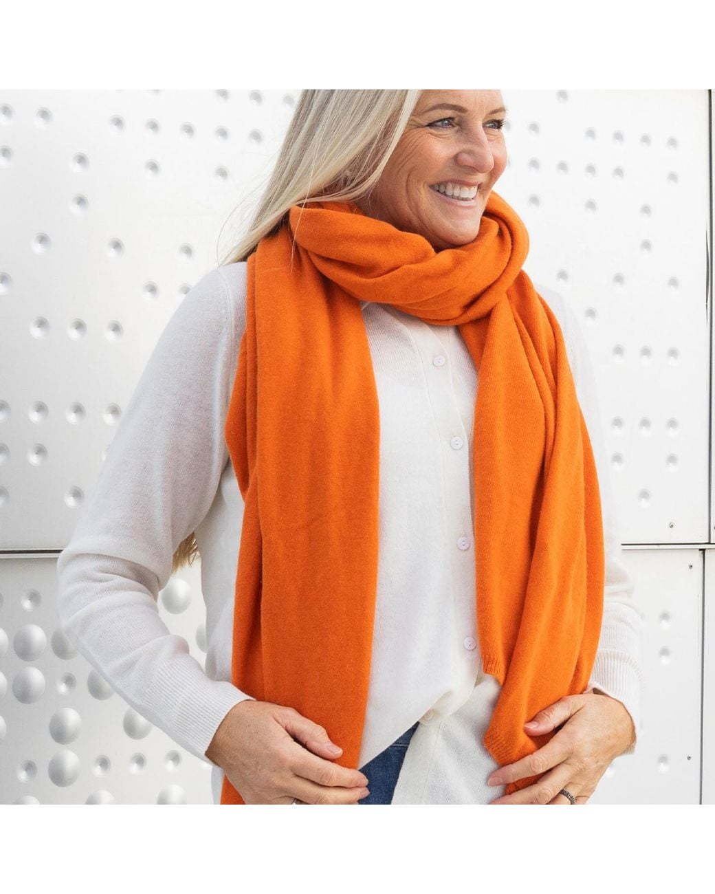 tirillm Orange Alfie Large Cashmere Scarf