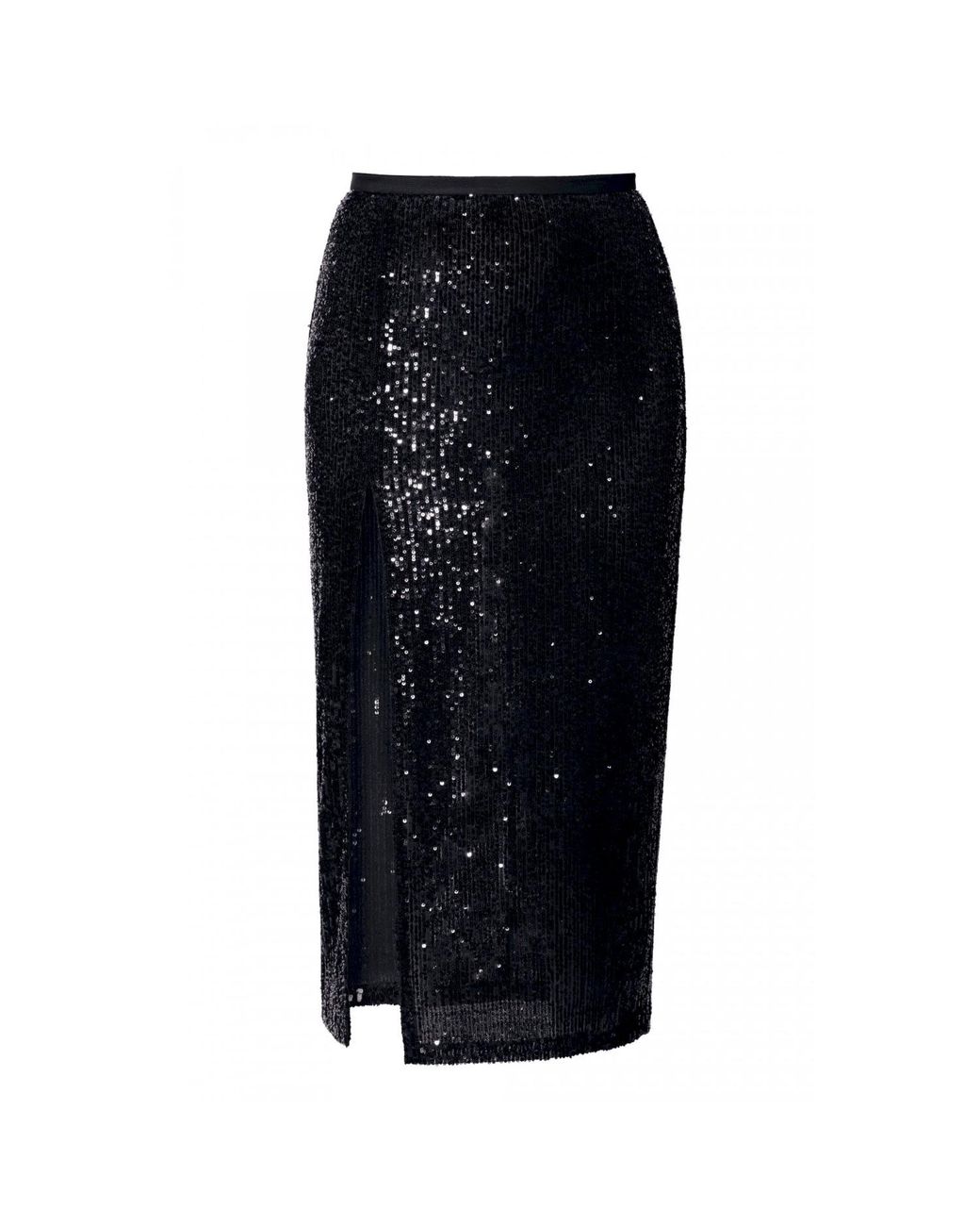 AGGI by HALEWSKI Black Zuza Sparkle Sequin Midi Skirt