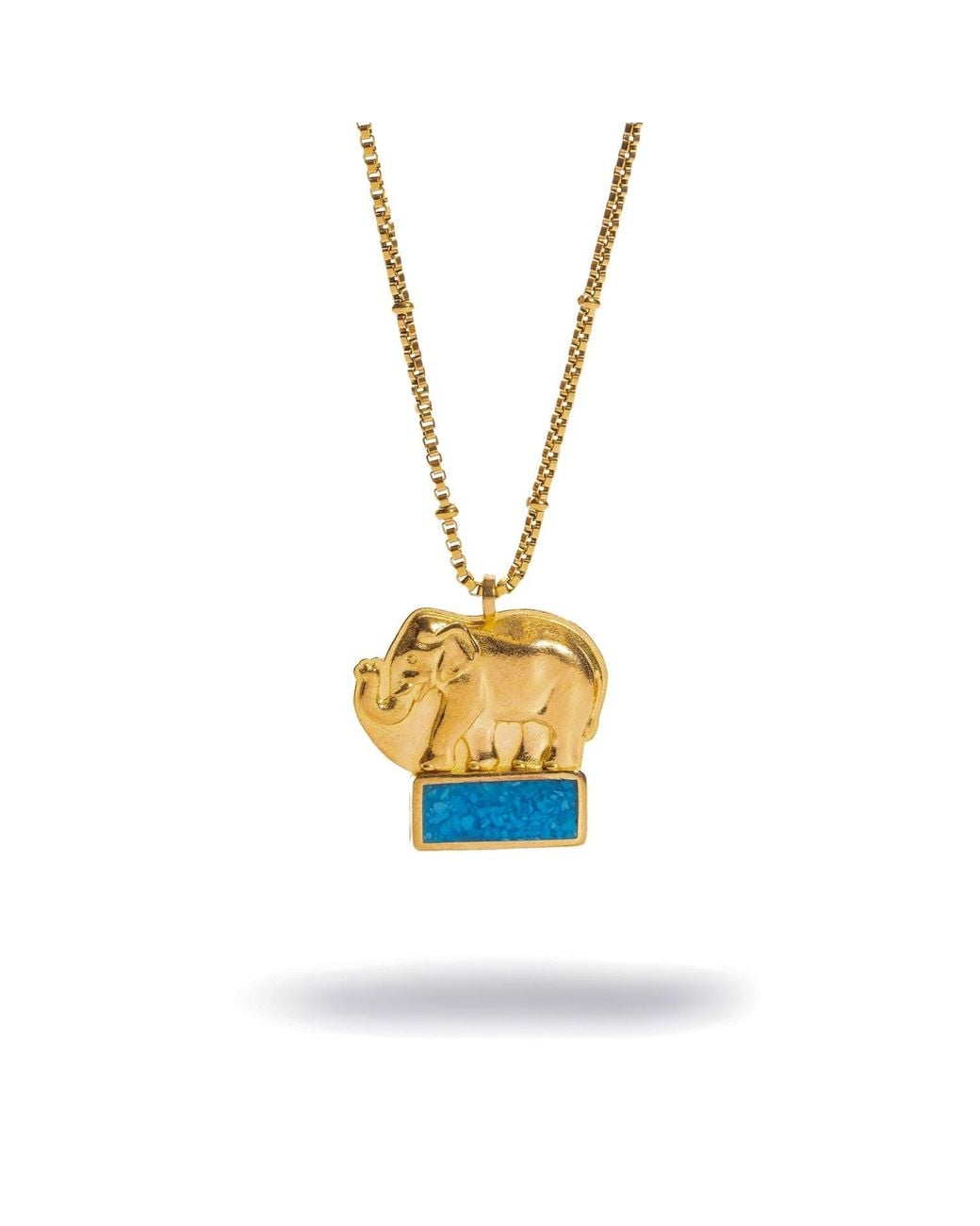 Ebru Jewelry Metallic Lucky Elephant Mosaic Pendant Necklace