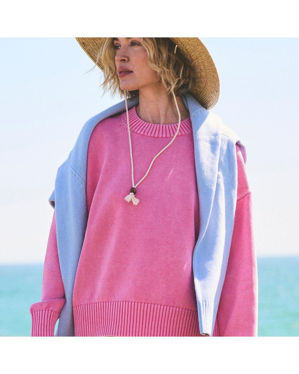 Ellsworth & Ivey Pink Emery Crewneck Sweater