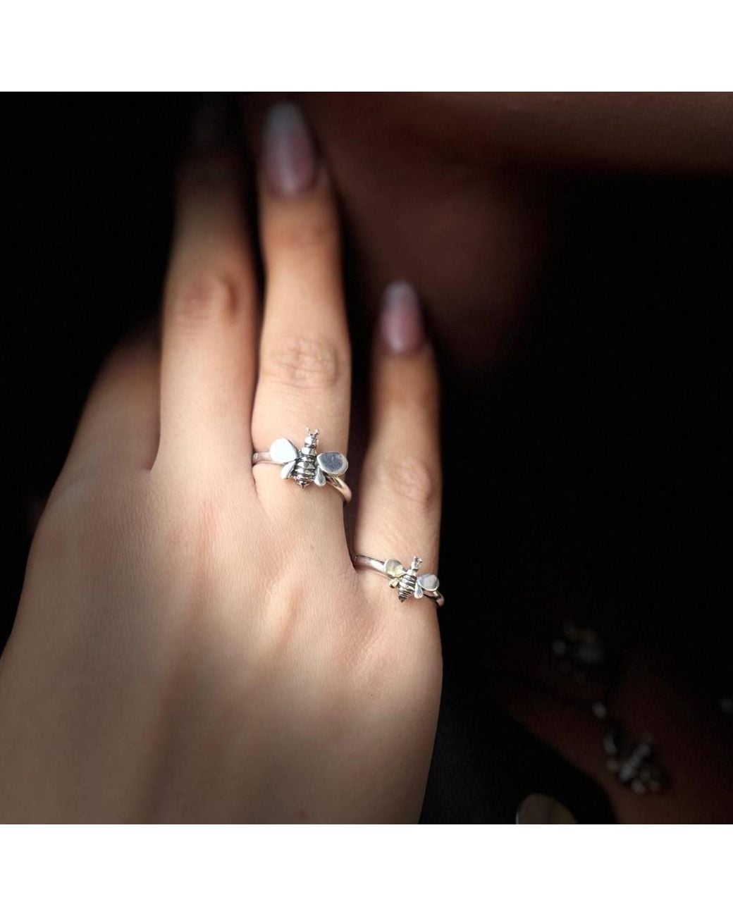 Unaloe Metallic Sterling Bee Ring – Nature-Inspired And Adjustable
