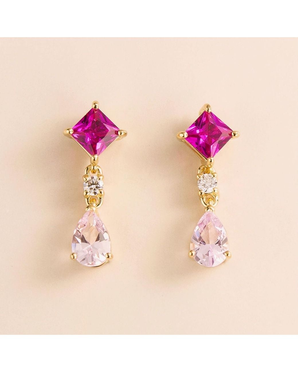 Juvetti Pink Flamingo Sapphires & Diamonds Earrings