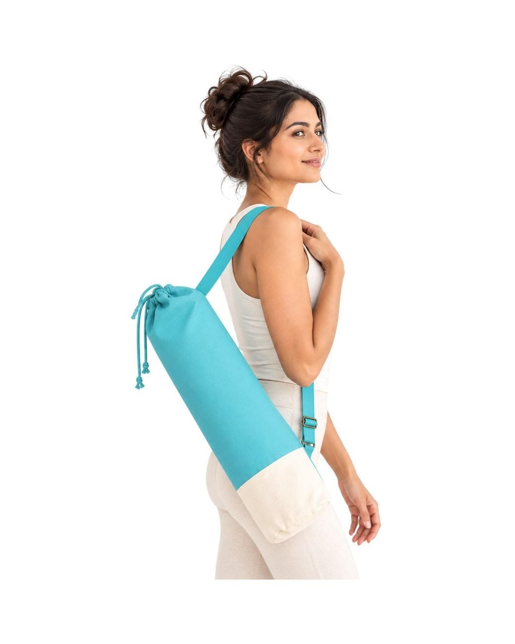 Kedgeree Design Blue Cotton Yoga Bag With Adjustable Strap