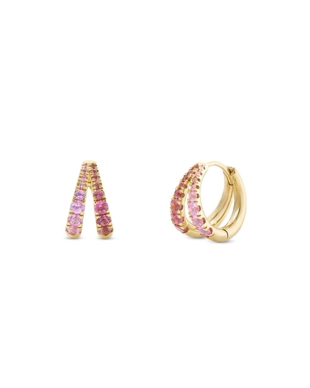 Dinny Hall Metallic Signature Duo Rubellite & Sapphire Huggie Hoops