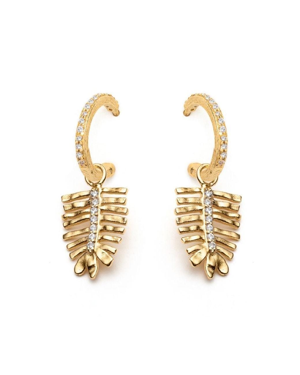 With Love Darling Metallic Tulsi Leaf Hoop Earrings