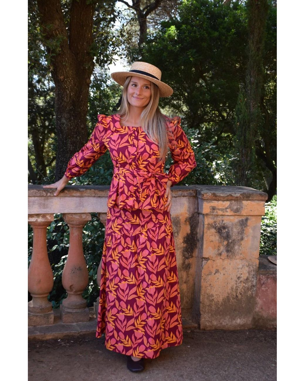 Mind Traveler Red Beth Burgundy Floral Blouse