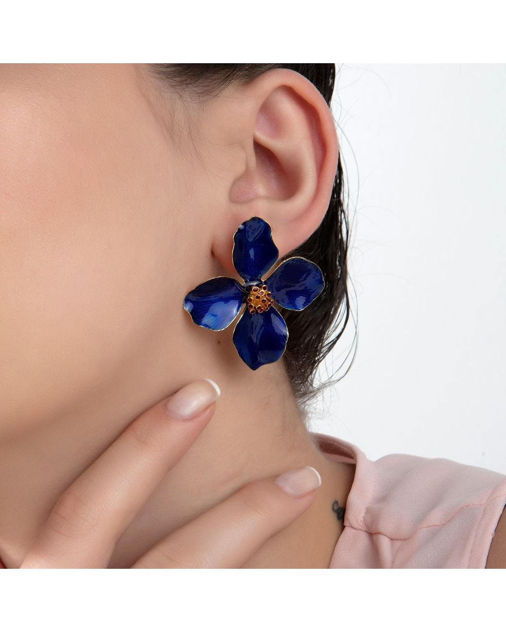 Milou Jewelry Blue Clover Flower Earrings