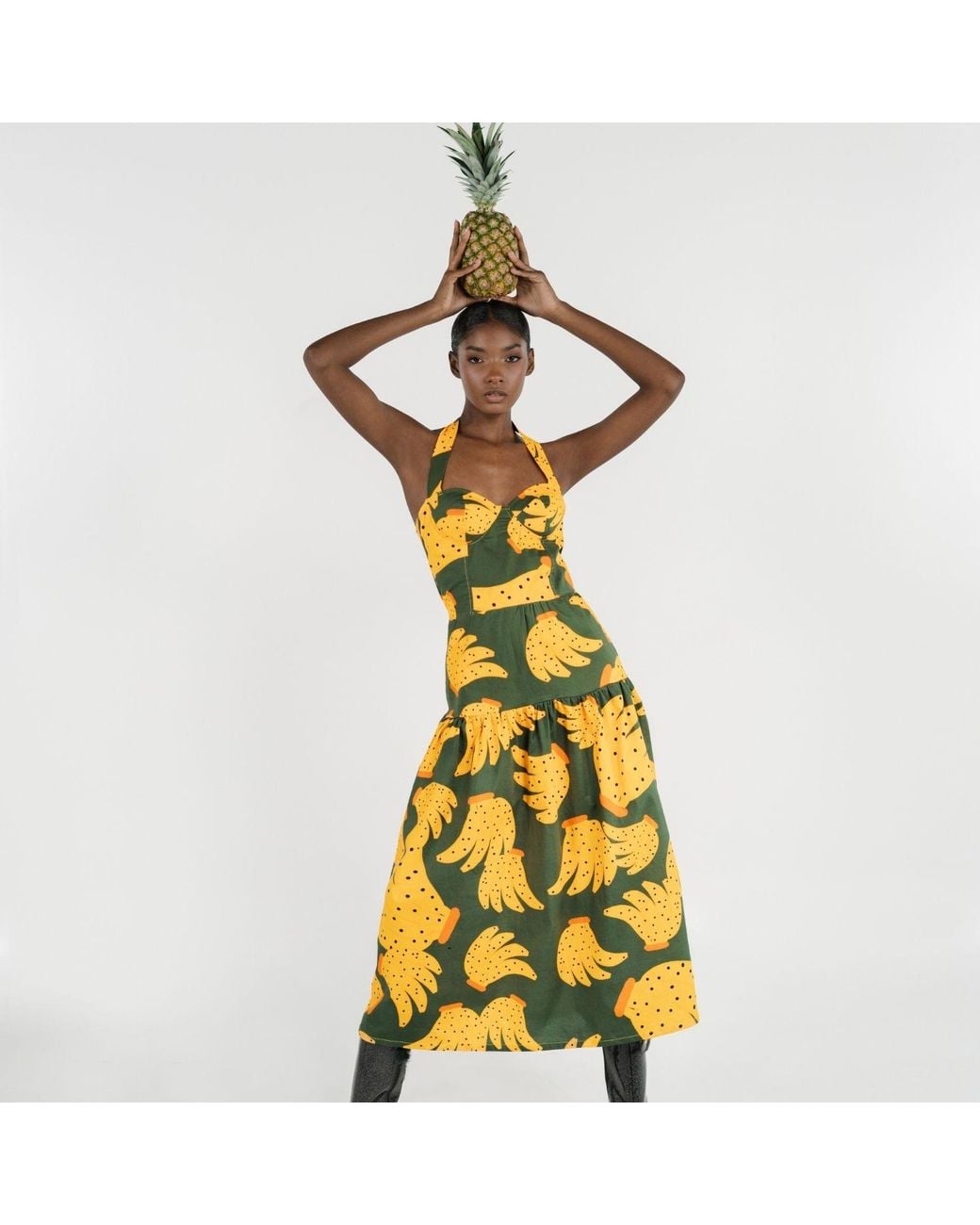 Pineapples Don't Have Sleeves Yellow Señorita Banana Dress