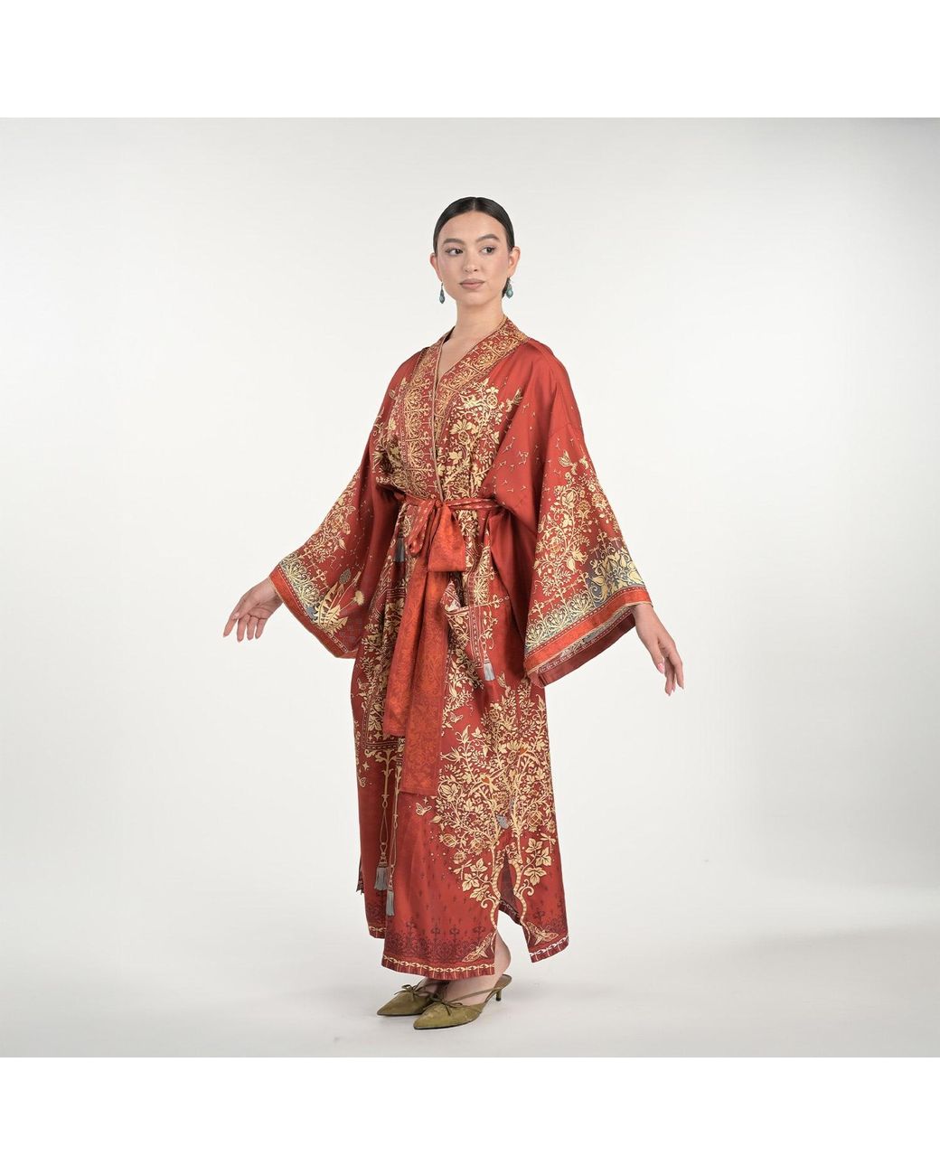 Silk&Soul Red Tree Of Life Silk Robe