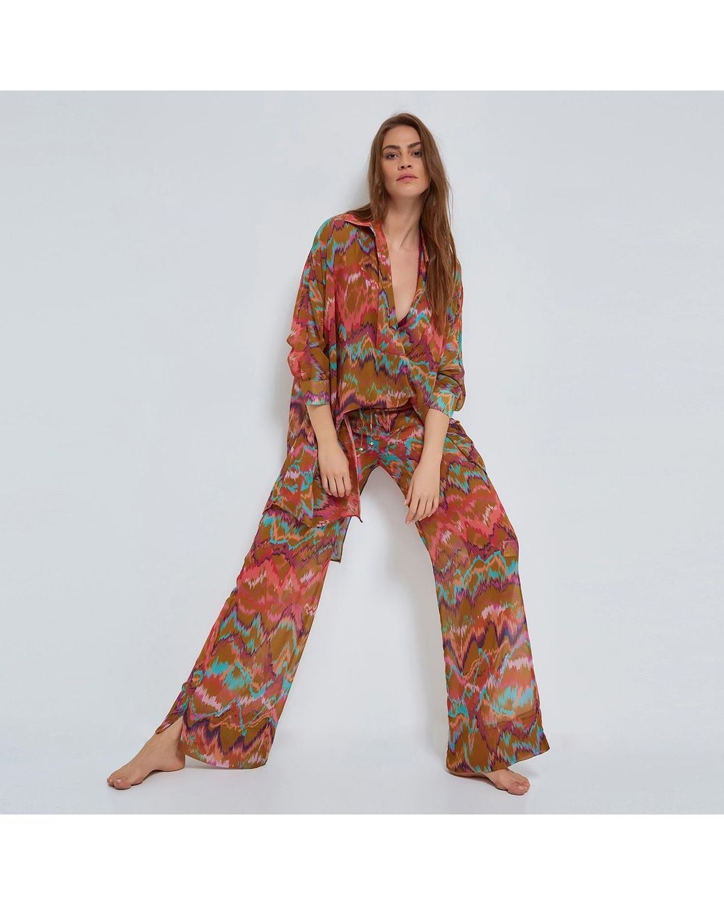 N'Onat Brown Chiffon Beach Trousers