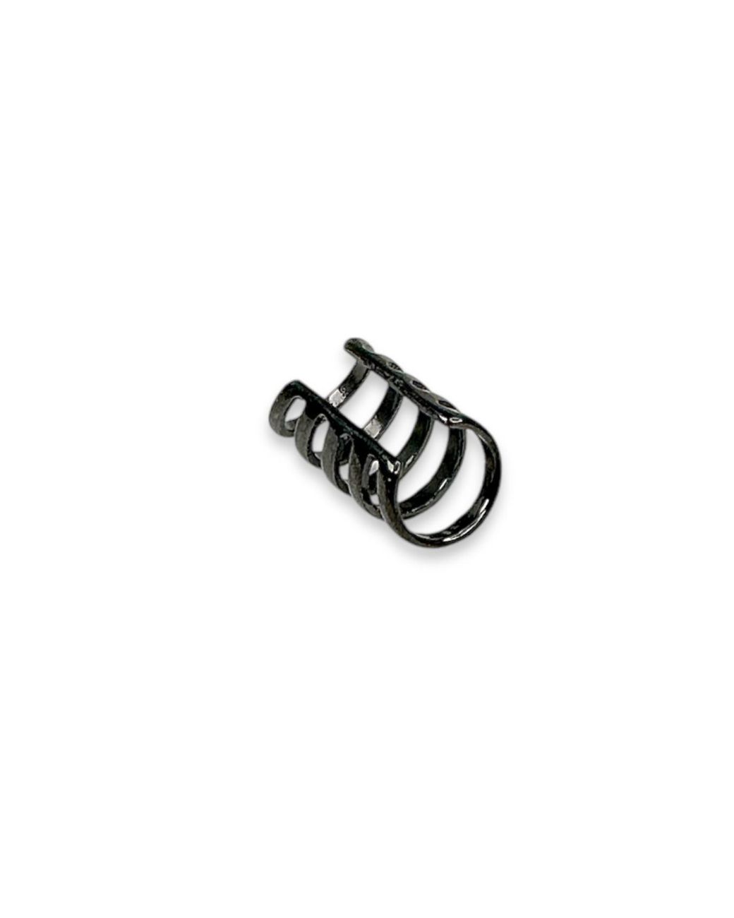 Jagged Halo Jewelry Black Cage Stainless Steel Ear Cuff Rhodium Plated