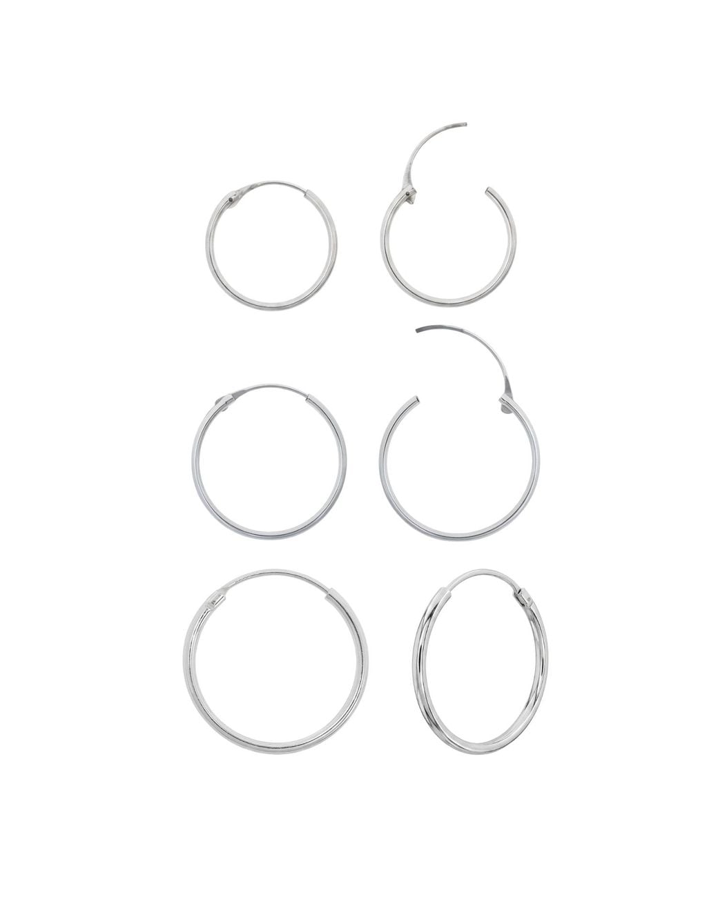 Spero London White Sterling Essential Hoop Earrings Set