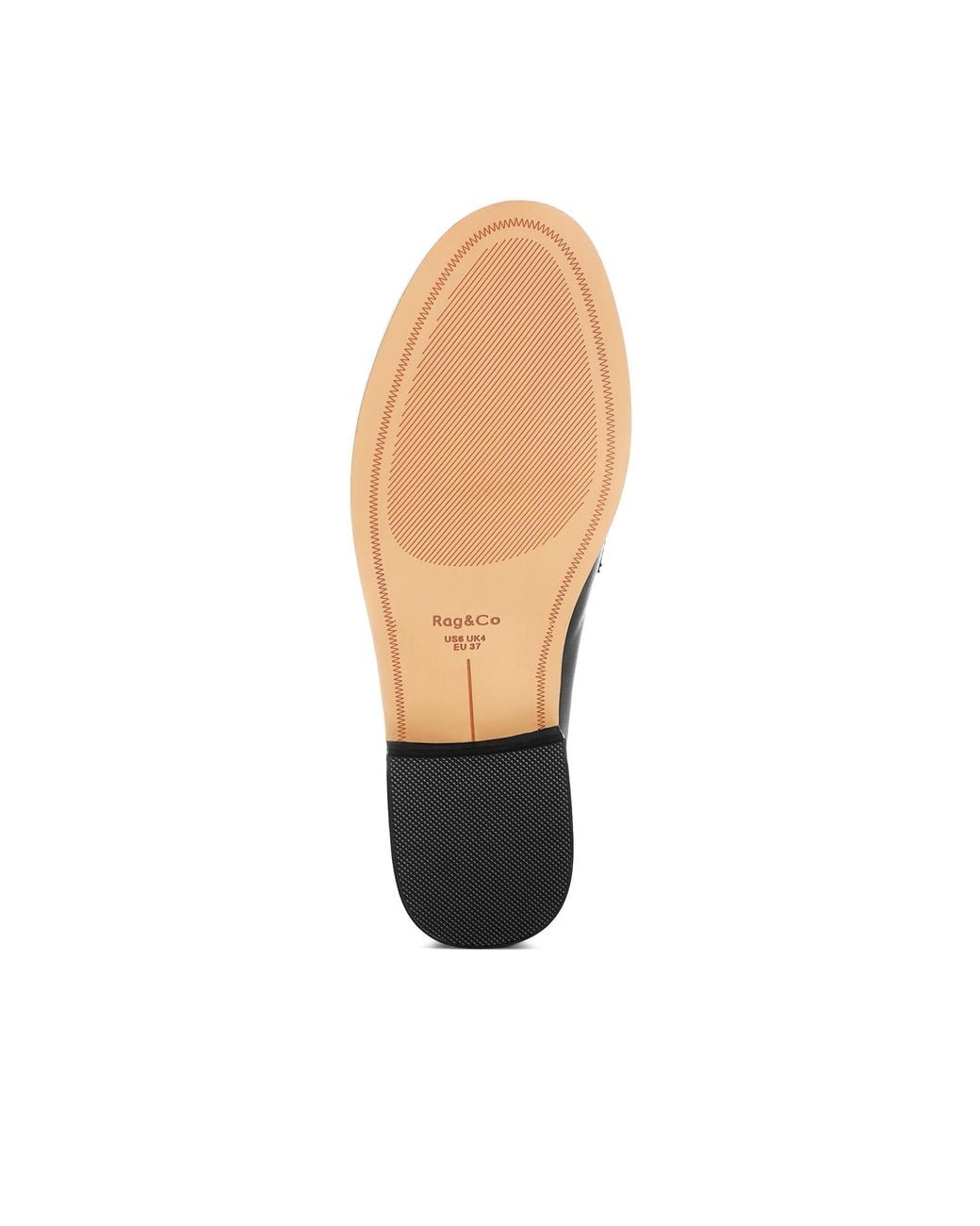 Rag & Co Black Yelena Real Leather Tassel Loafers