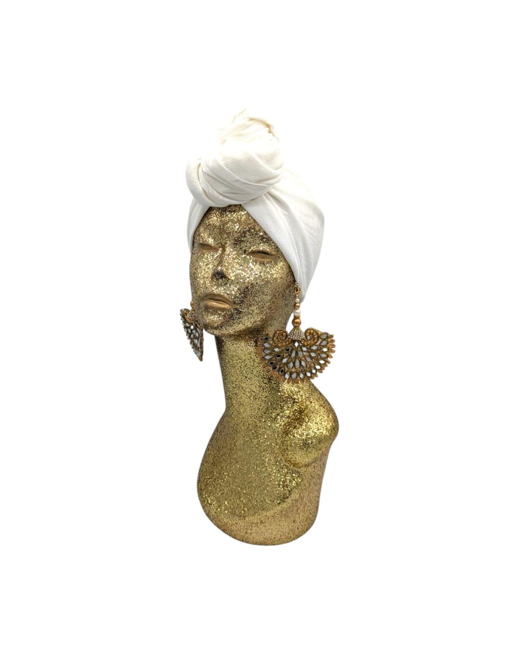 Julia Clancey White Ivory Taffeta Peacock Turban