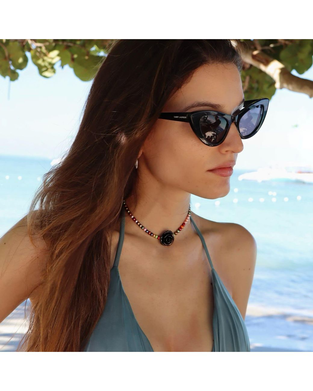 Mineralgems•Studio Black Multicolour Pearl Choker With Rose