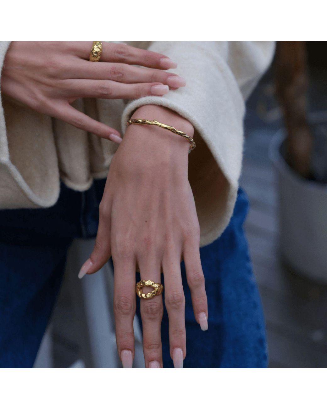 LINYA JEWELLERY Metallic Mazu Amorphous Ring