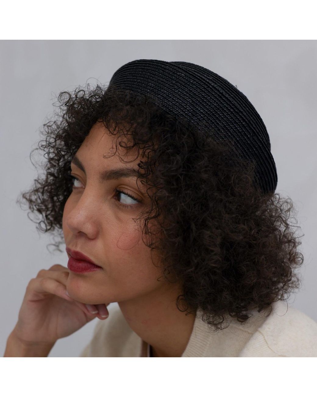 London Atelier Byproduct Blue Straw Pillbox Hat